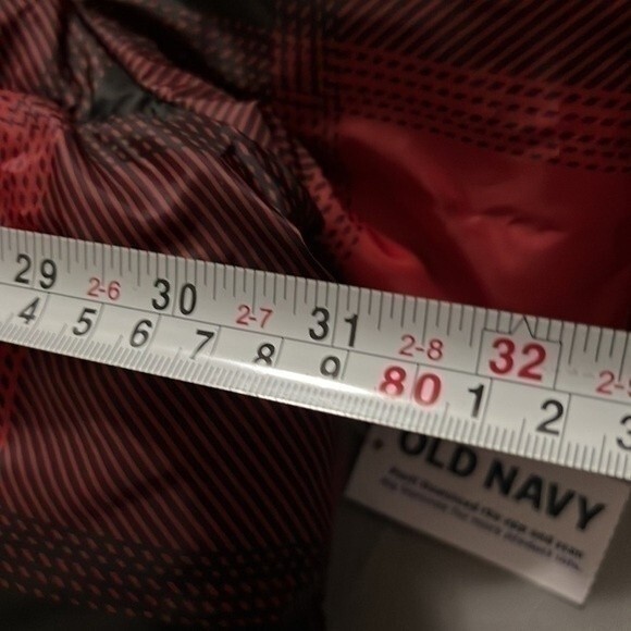 New Old Navy Water-Resistant Frost Free Short Puffer Jacket Red Plaid‌‌‌ - Picture 6 of 8